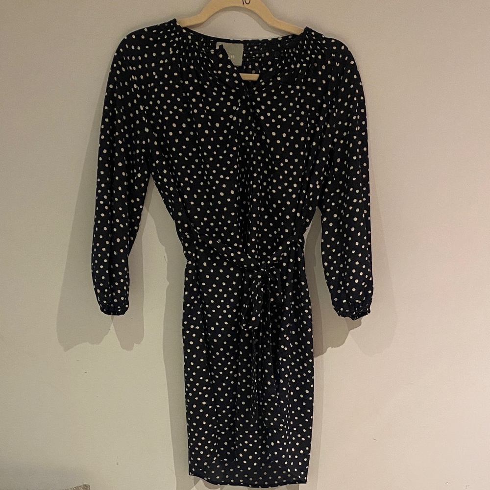 Anthropologie Maeve Elegant navyPolka Dot Dress. Size xs in EEUC